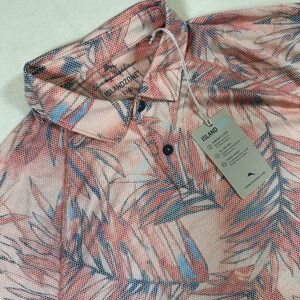 Tommy Bahama Polo Shirt Mens Large Pink Blue IslandZone Performance Golf Palm